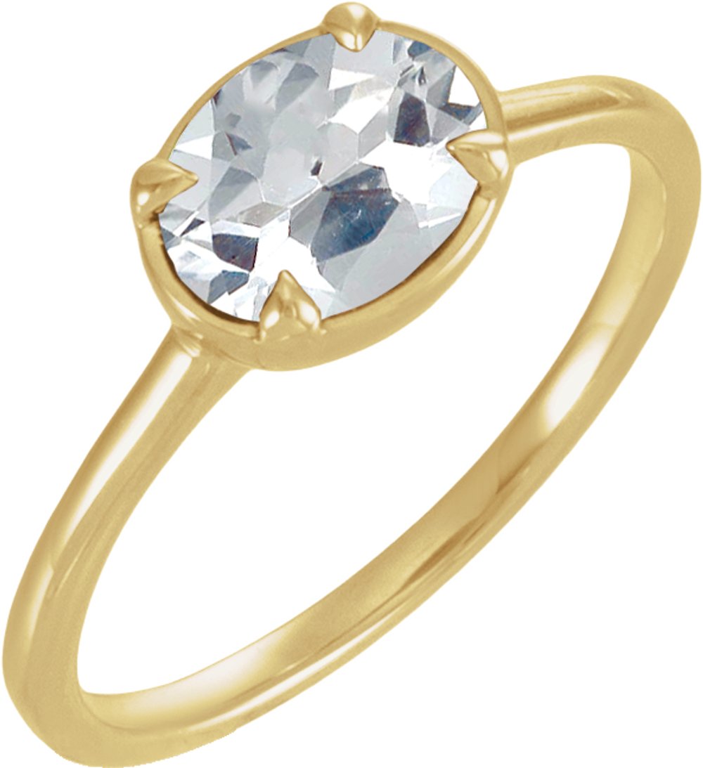 14K Yellow Gold-Plated 1 1/4 CT Lab-Grown Diamond Claw-Prong Bezel-Style Ring