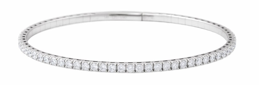 14K White Gold 3 CTW Lab-Grown Diamond Flexible Bangle 7" Bracelet