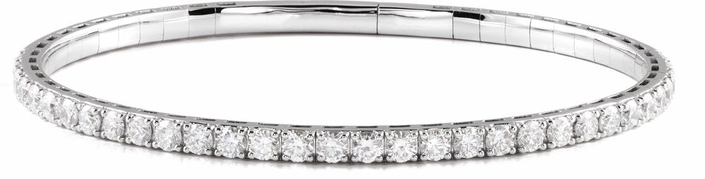 14K White Gold 3 CTW Lab-Grown Diamond Flexible Bangle 7" Bracelet