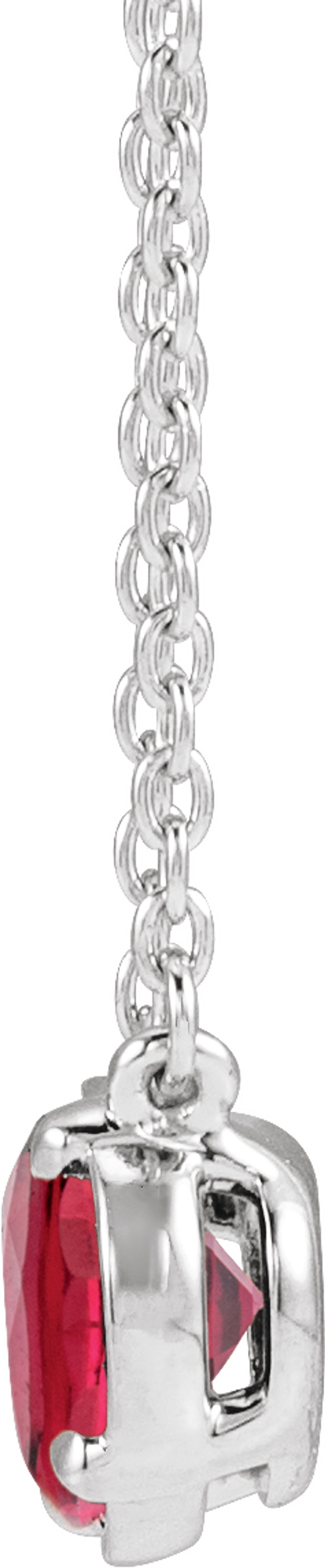 Sterling Silver Lab-Grown Ruby Claw-Prong Bezel-Style 18" Necklace