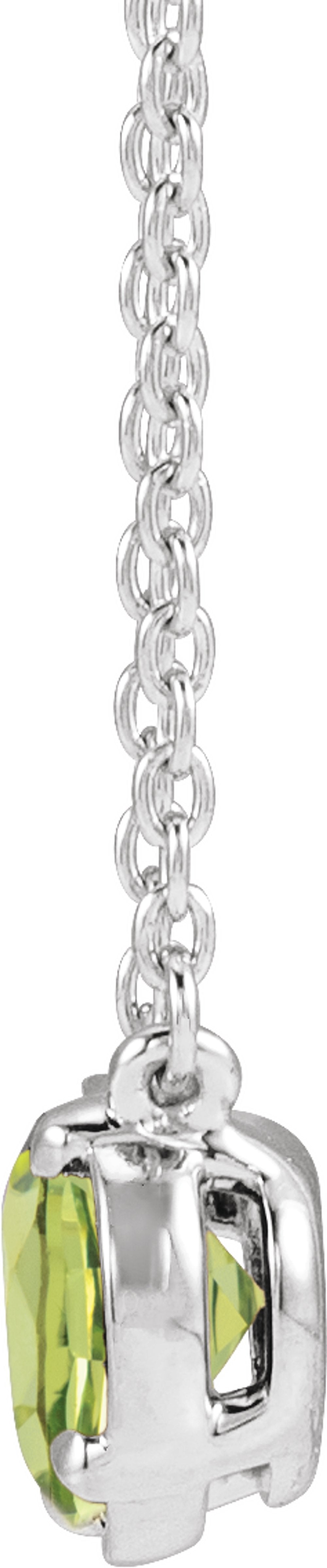 14K White Gold Natural Peridot Claw-Prong Bezel-Style 18" Necklace