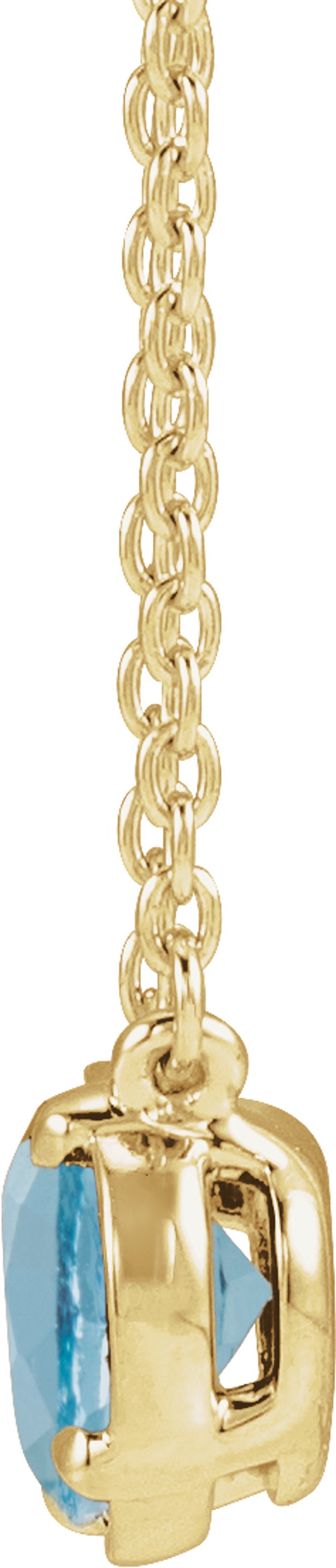 14K Yellow Gold Natural Aquamarine Claw-Prong Bezel-Style 18" Necklace