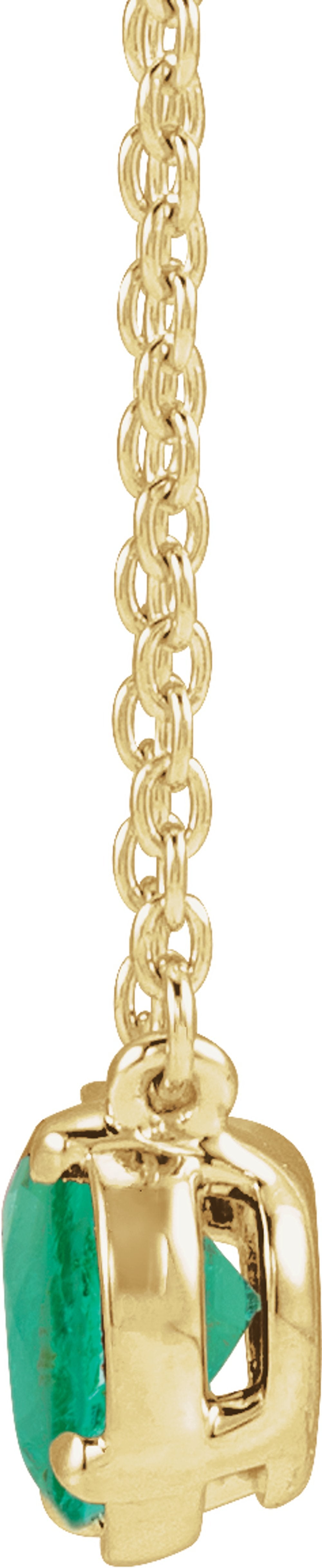 14K Yellow Gold Lab-Grown Emerald Claw-Prong Bezel-Style 18" Necklace