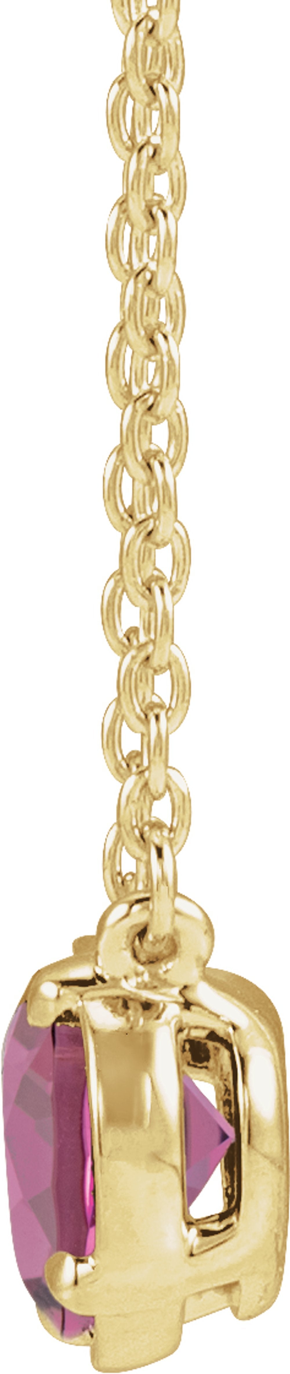 10K Yellow Gold Natural Pink Tourmaline Claw-Prong Bezel-Style 18" Necklace