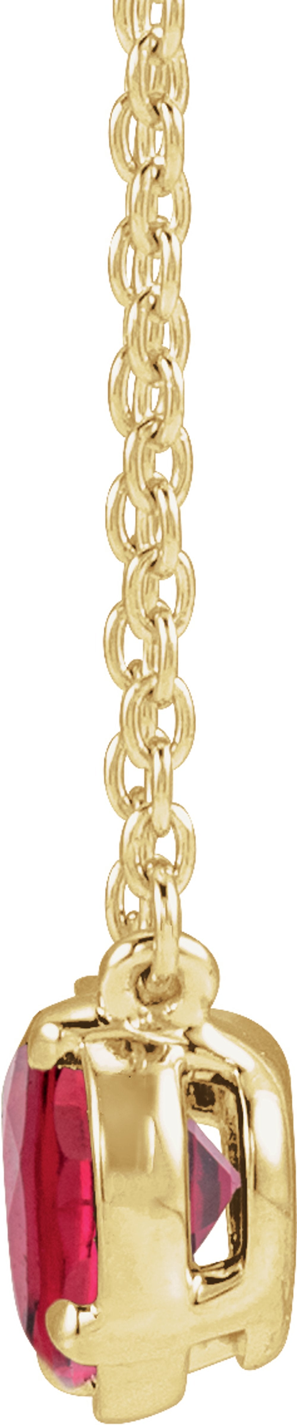 10K Yellow Gold Lab-Grown Ruby Claw-Prong Bezel-Style 18" Necklace
