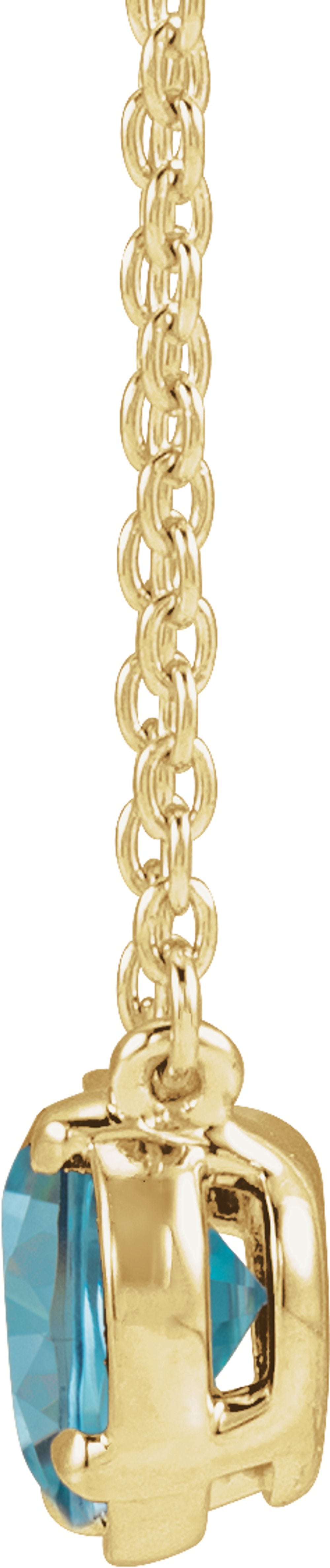 14K Yellow Gold Vermeil Natural Blue Zircon Claw-Prong Bezel-Style 18" Necklace