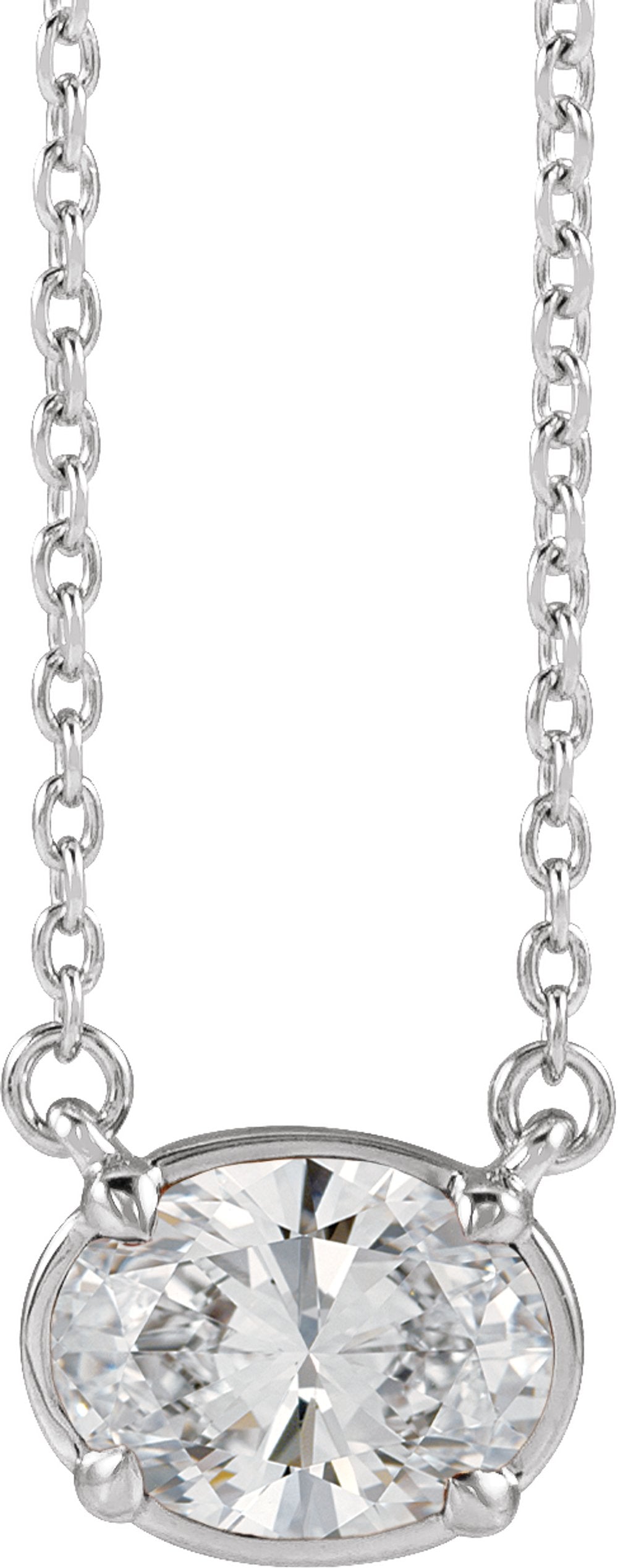 10K White Gold 1 1/4 CT Lab-Grown Diamond Claw-Prong Bezel-Style 18" Necklace