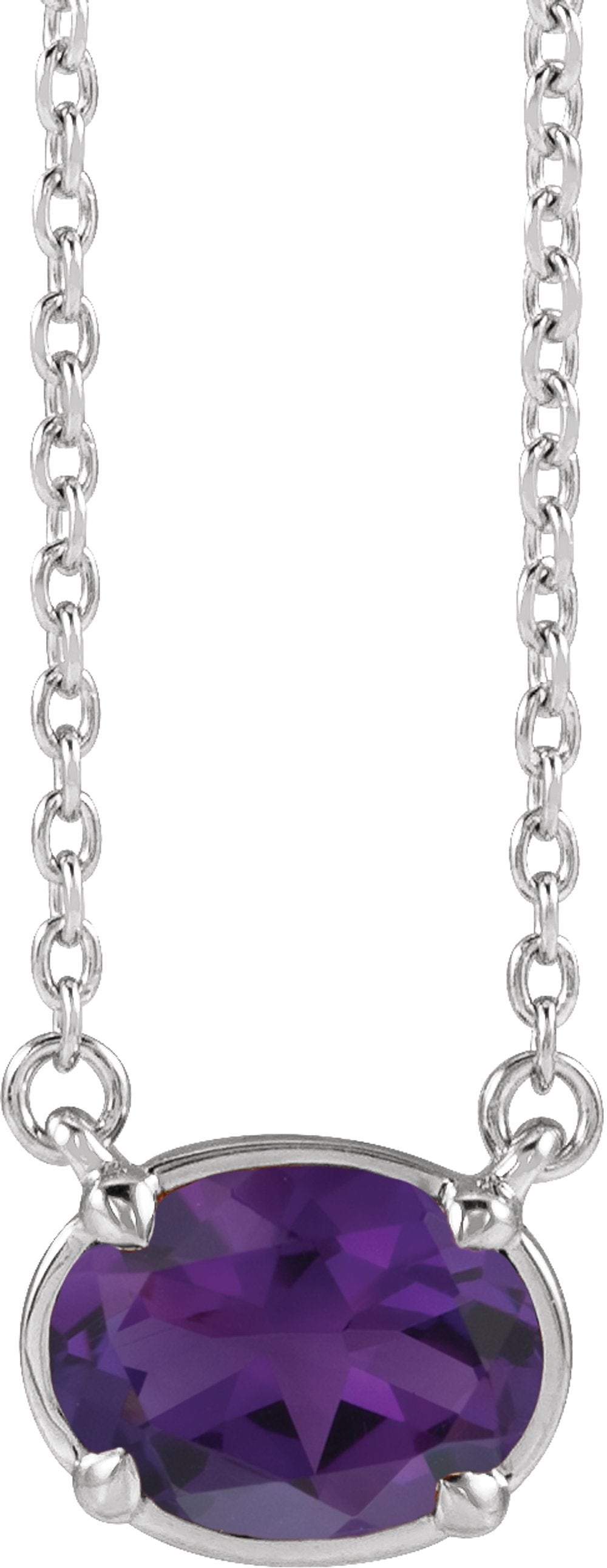 Sterling Silver Natural Amethyst Claw-Prong Bezel-Style 18" Necklace
