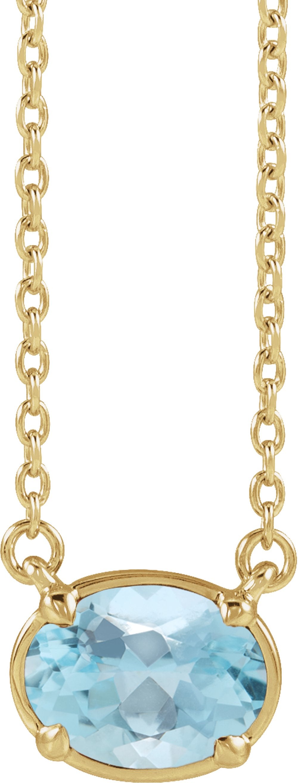 10K Yellow Gold Natural Aquamarine Claw-Prong Bezel-Style 18" Necklace