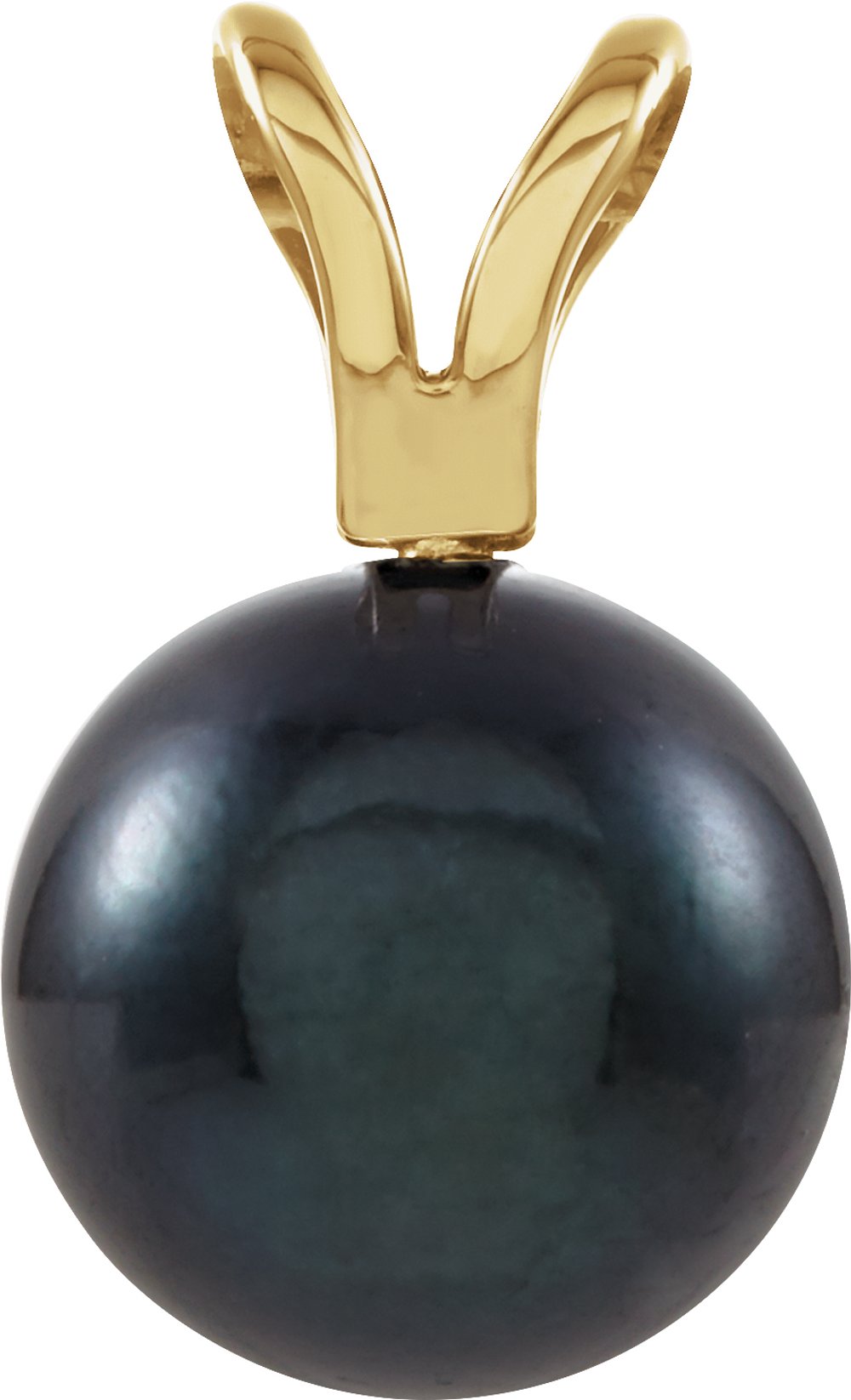 14K Yellow Gold Cultured Black Akoya Pearl Pendant