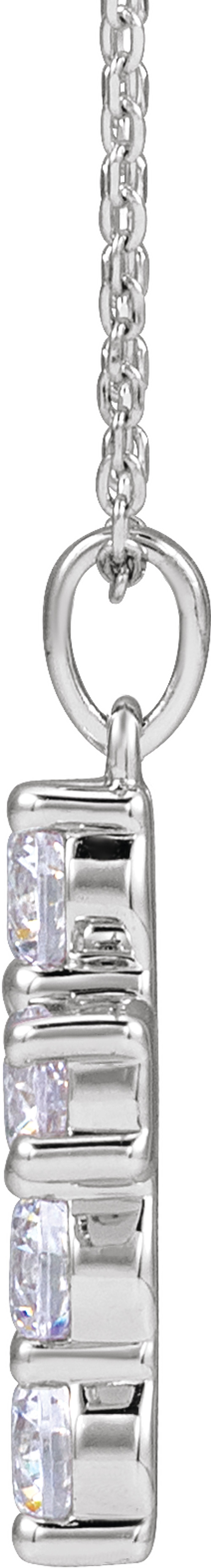 14K White Gold 1 CTW Lab-Grown Diamond Cross 18" Necklace