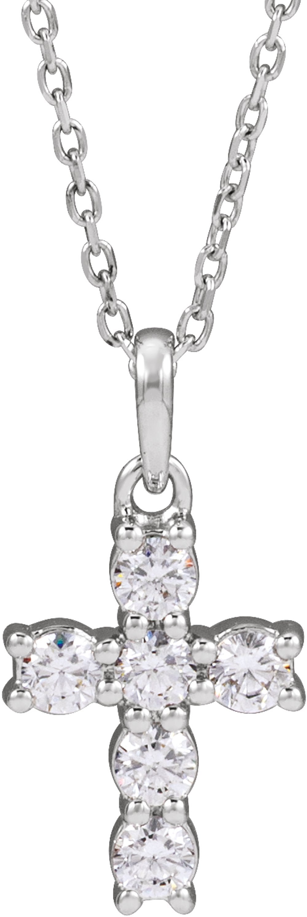 Sterling Silver 1/3 CTW Lab-Grown Diamond Cross 18" Necklace
