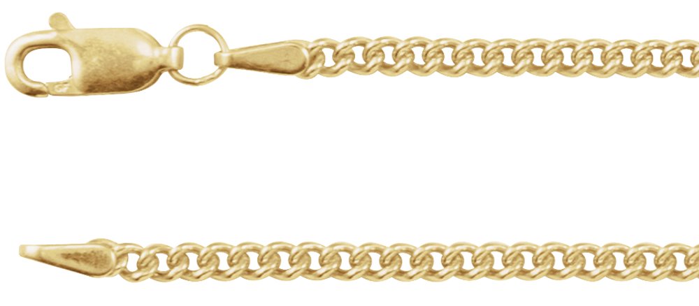 14K Yellow Gold 2.25 mm Curb 18" Chain