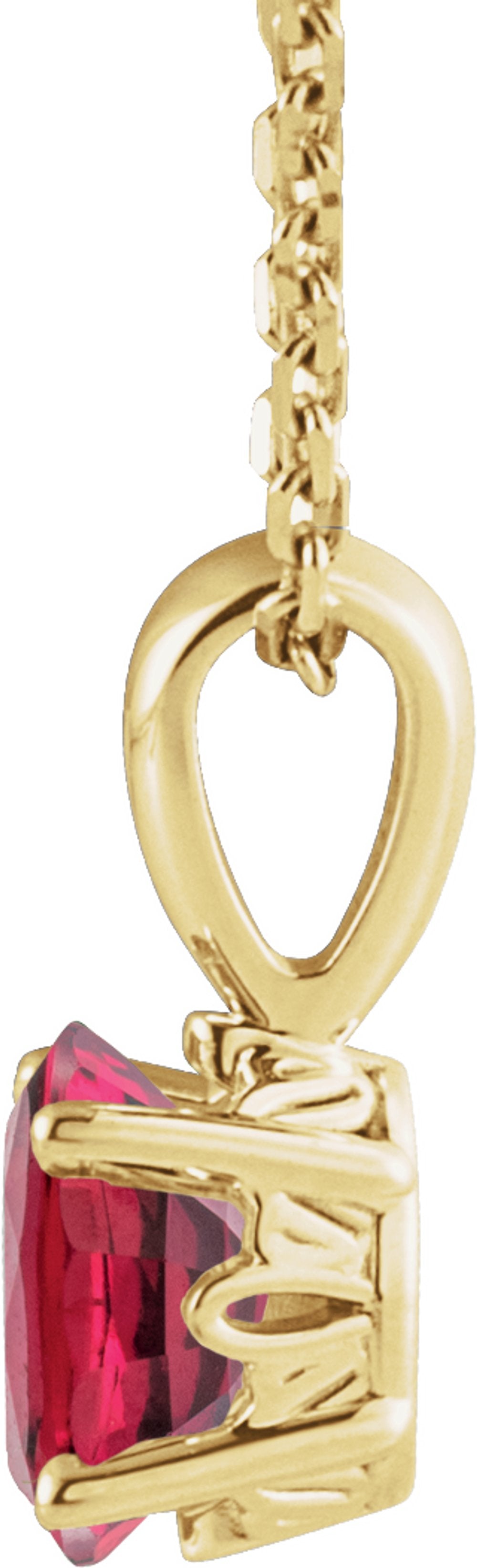 14K Yellow Gold Lab-Grown Ruby 16-18" Necklace