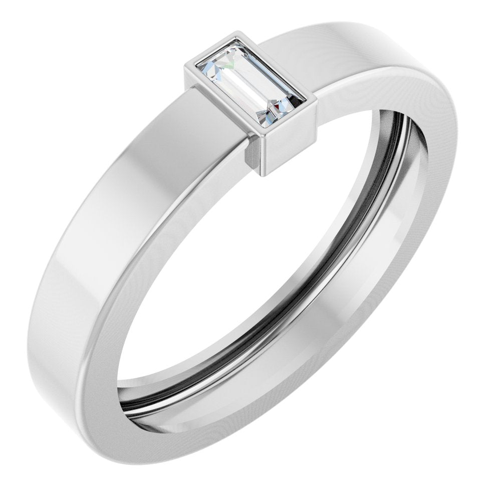 14K White Gold Lab-Grown Diamond Bezel-Set Ring Size 7