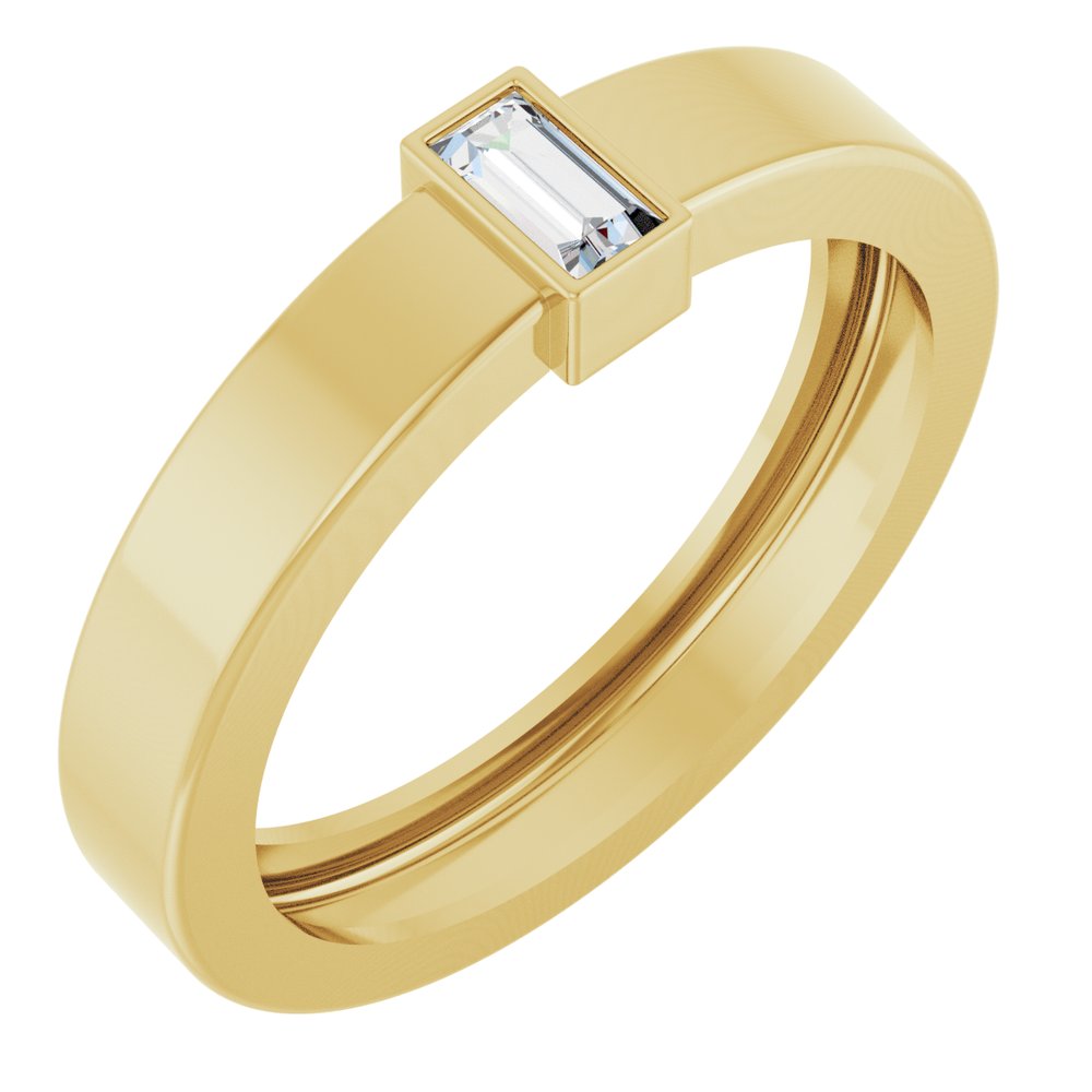 14K Yellow Gold Lab-Grown Diamond Bezel-Set Ring Size 7