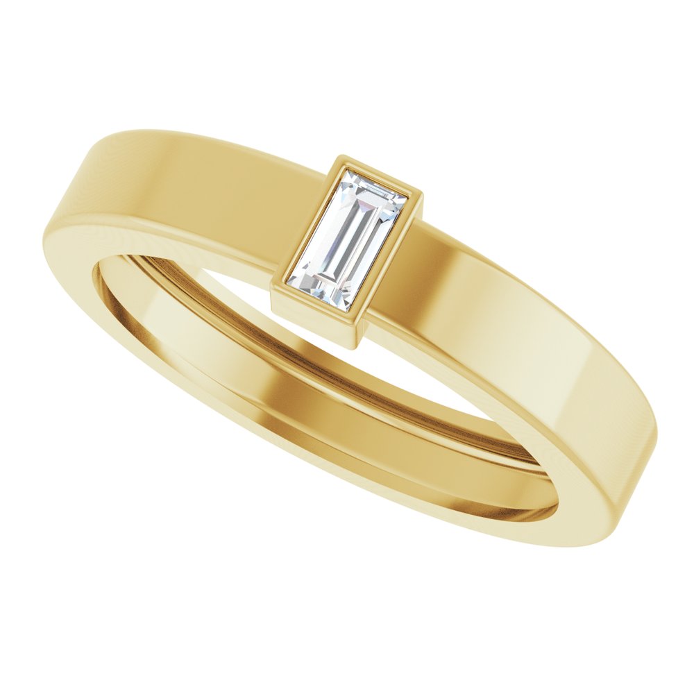 14K Yellow Gold Lab-Grown Diamond Bezel-Set Ring Size 7