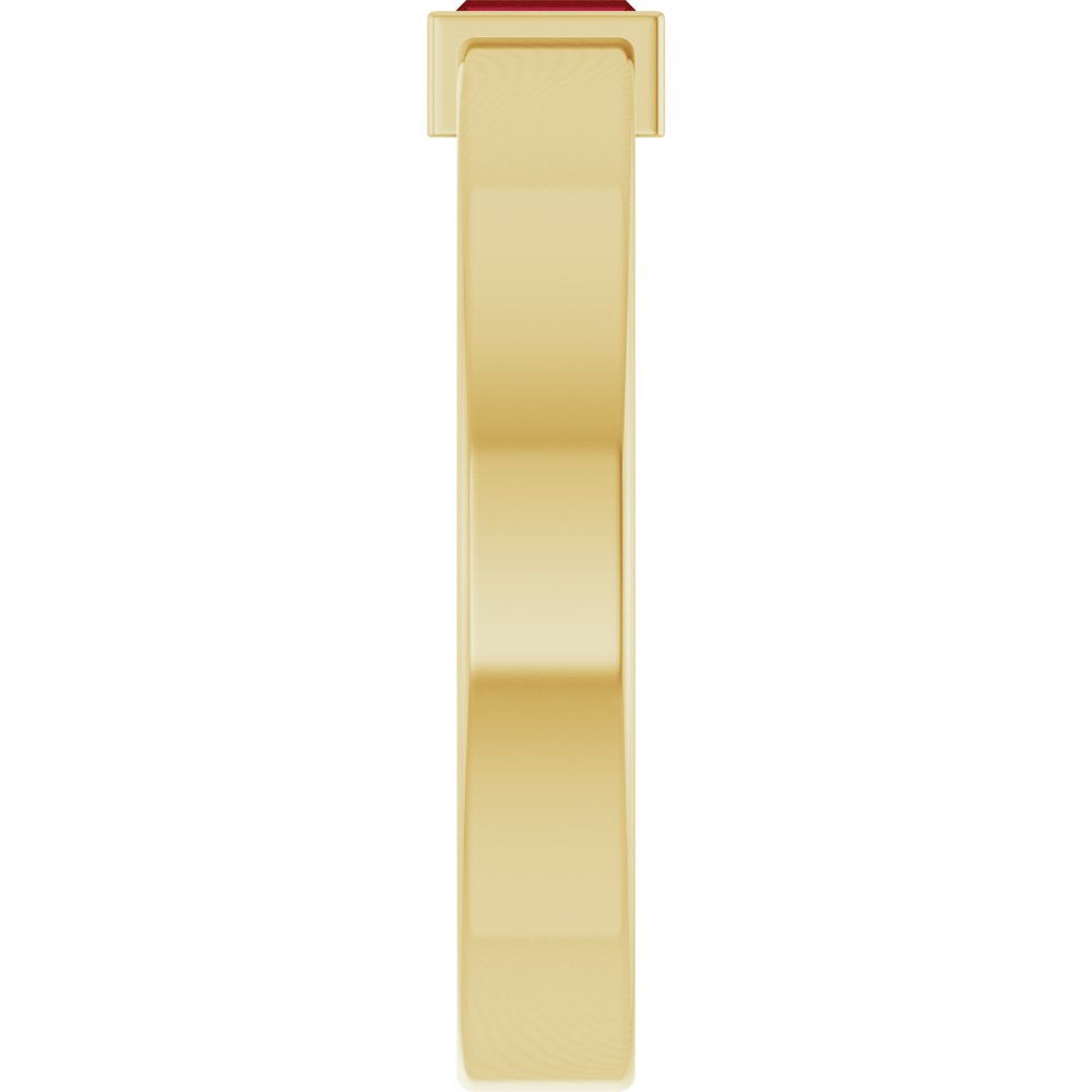 14K Yellow Gold Lab-Grown Ruby Bezel-Set Ring Size 7