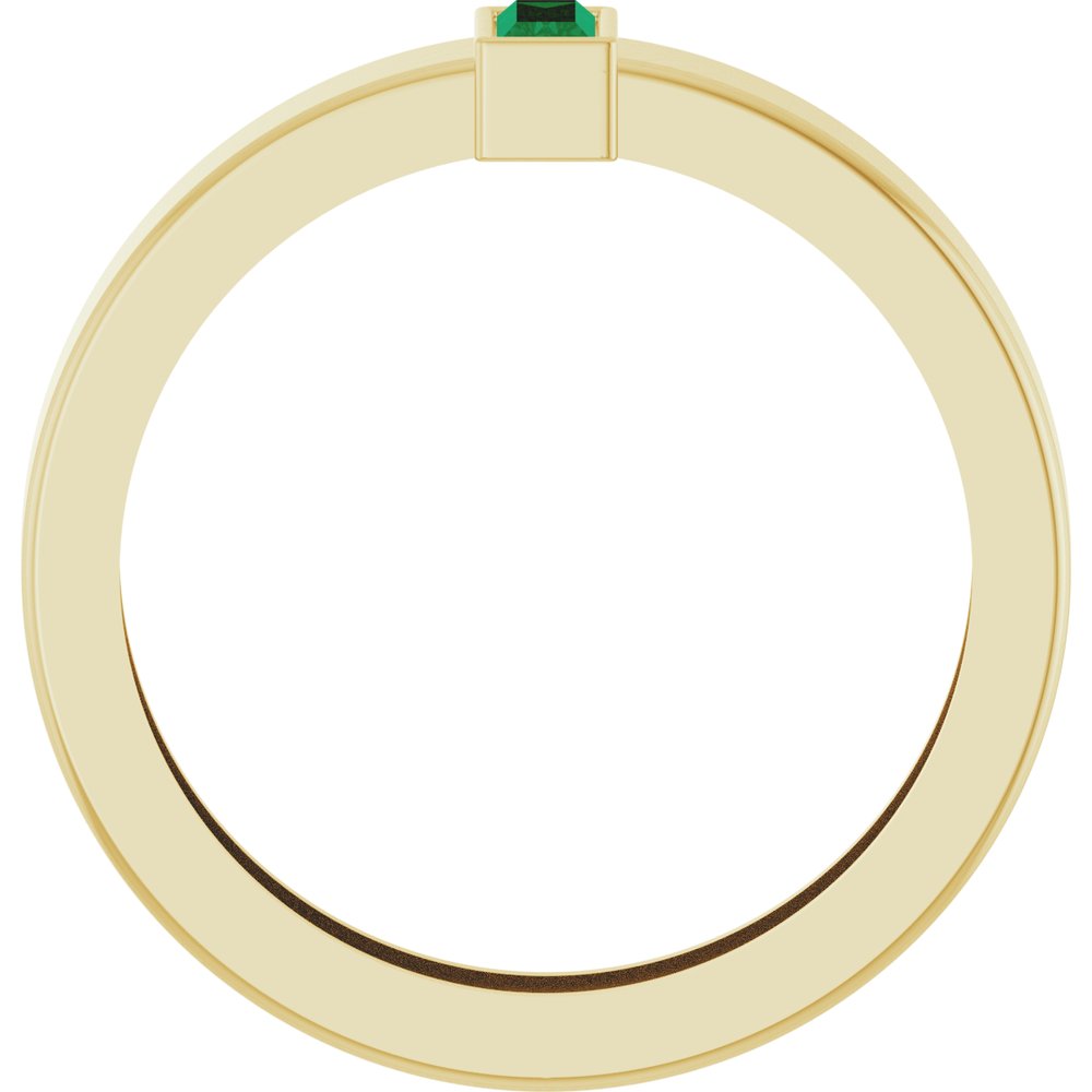14K Yellow Gold Lab-Grown Emerald Bezel-Set Ring Size 7