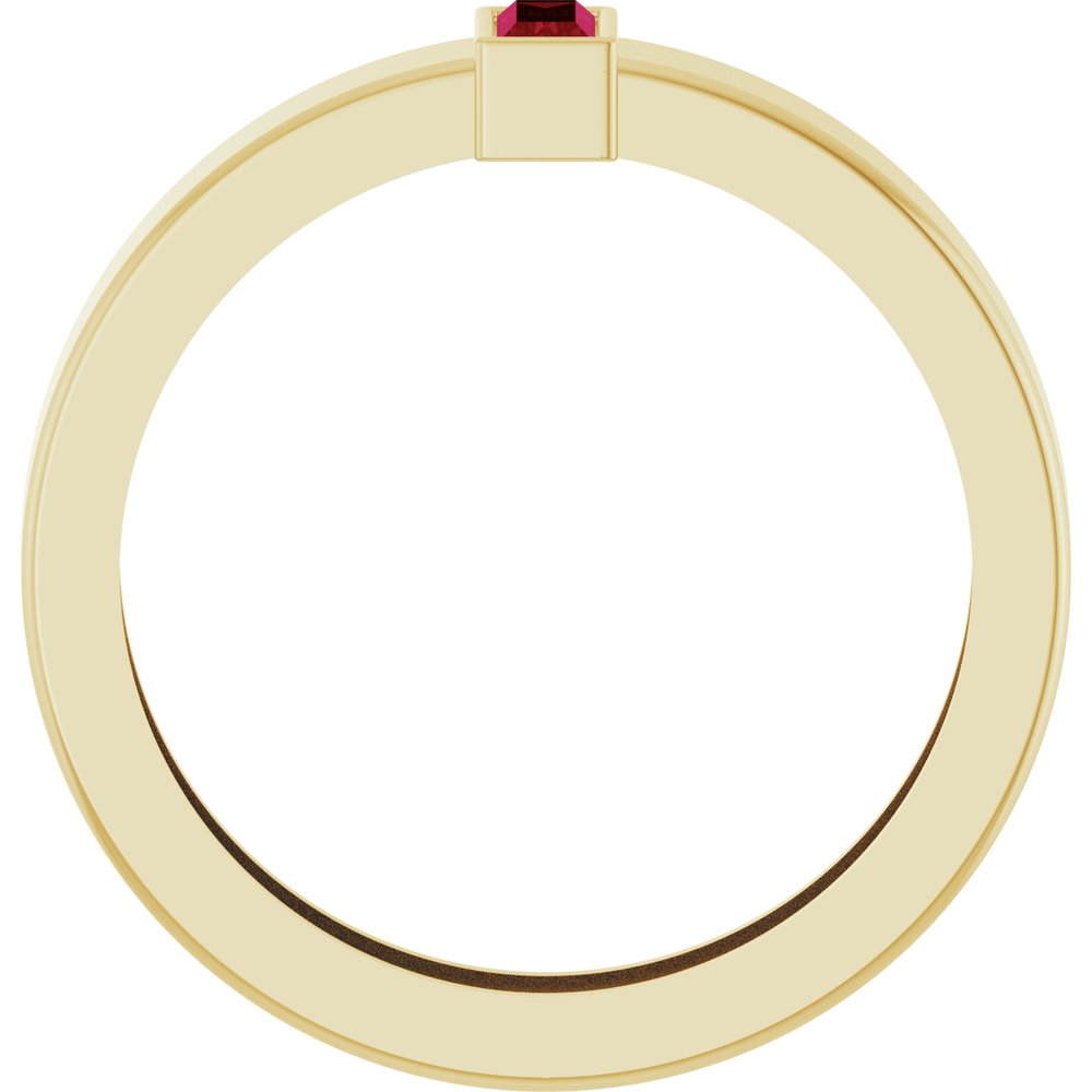 14K Yellow Gold Lab-Grown Ruby Bezel-Set Ring Size 7