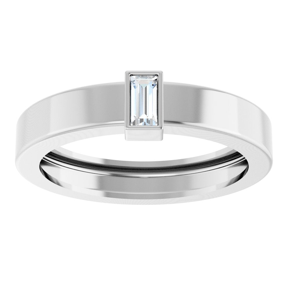 14K White Gold Lab-Grown Diamond Bezel-Set Ring Size 7