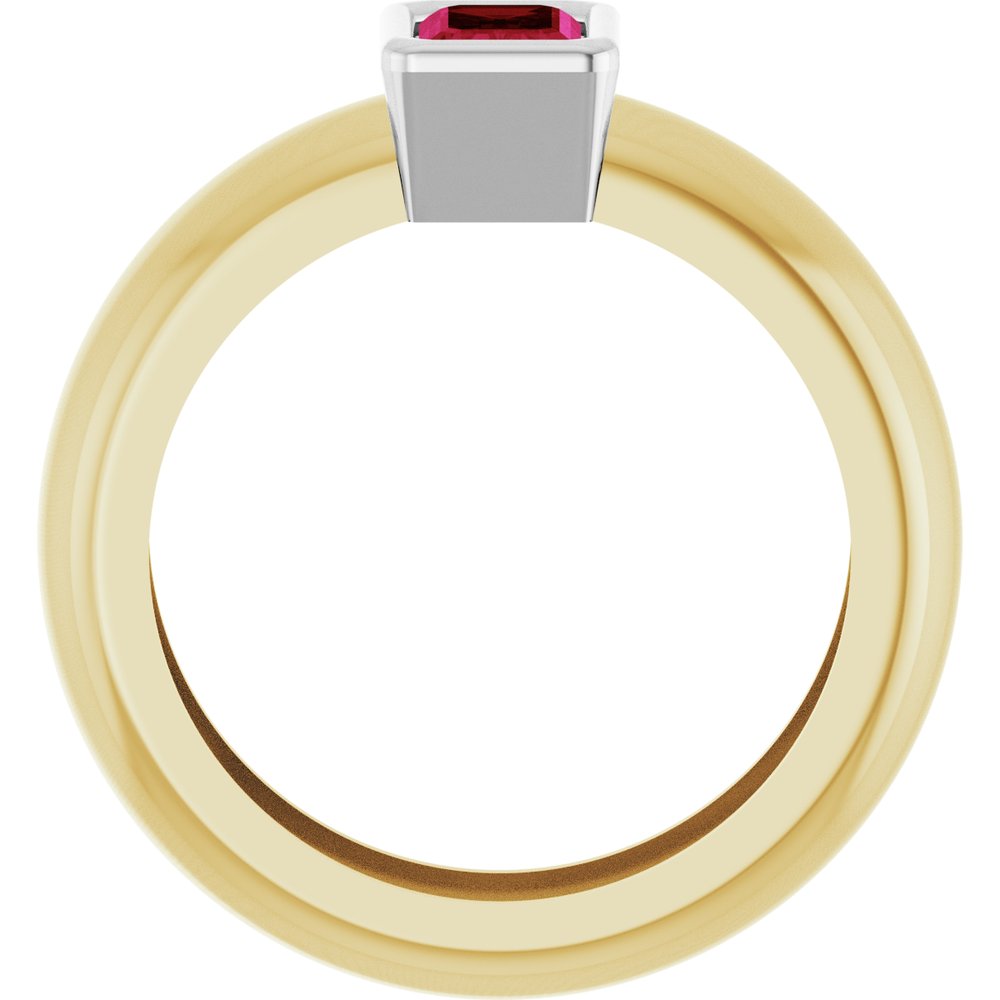 14K Yellow/White Gold Lab-Grown Ruby Lightweight Ring