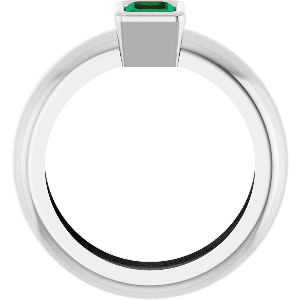 14K White Gold Lab-Grown Emerald Lightweight Ring