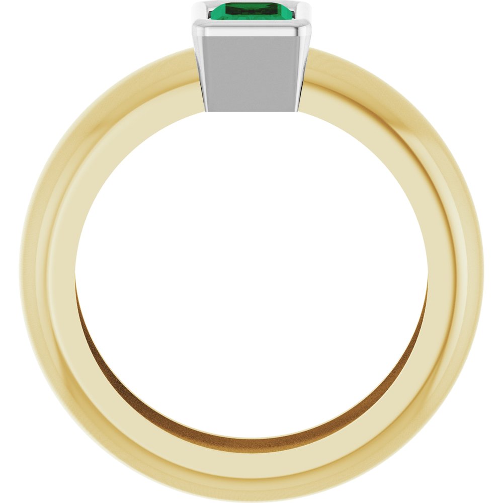 14K Yellow/White Gold Lab-Grown Emerald Lightweight Ring