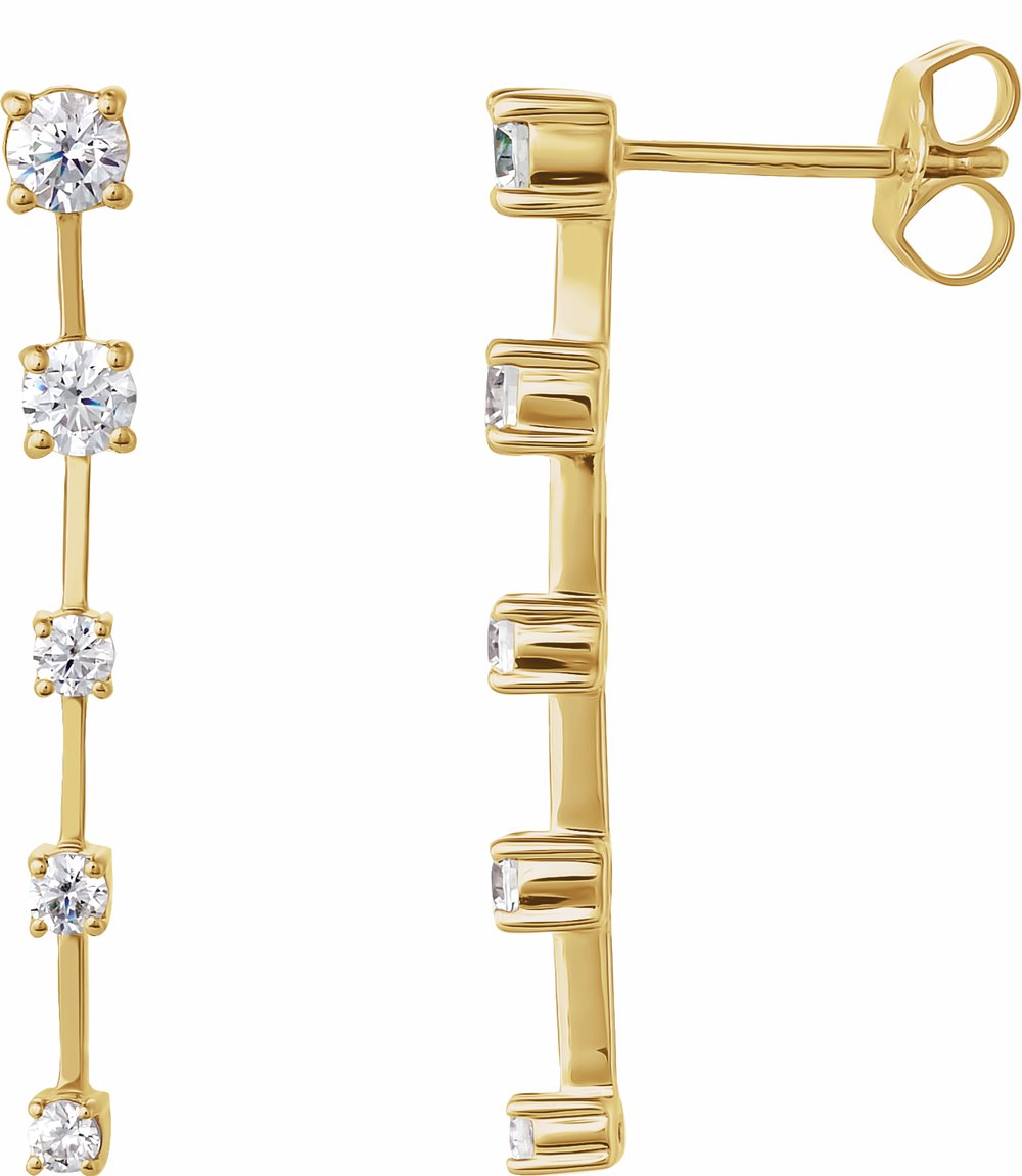 14K Yellow Gold 3/4 CTW Lab-Grown Diamond Drop Earrings
