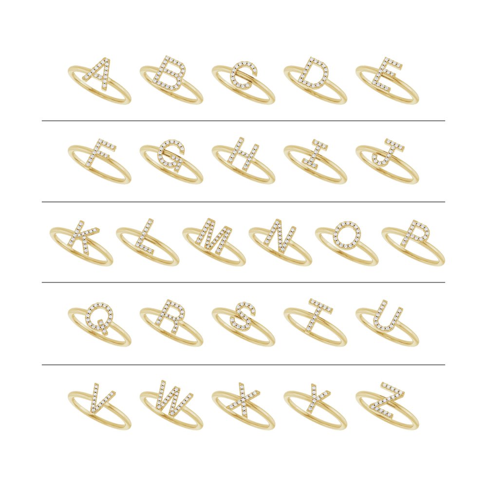 14K Yellow Gold .05 CTW Natural Diamond Initial S Ring