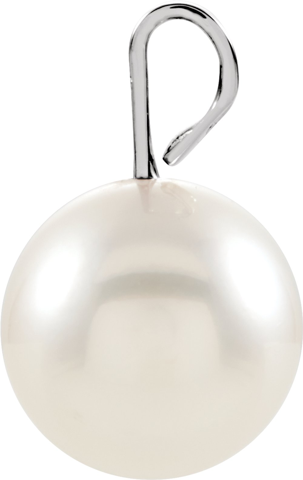 14K White Gold Cultured White Akoya Pearl Pendant