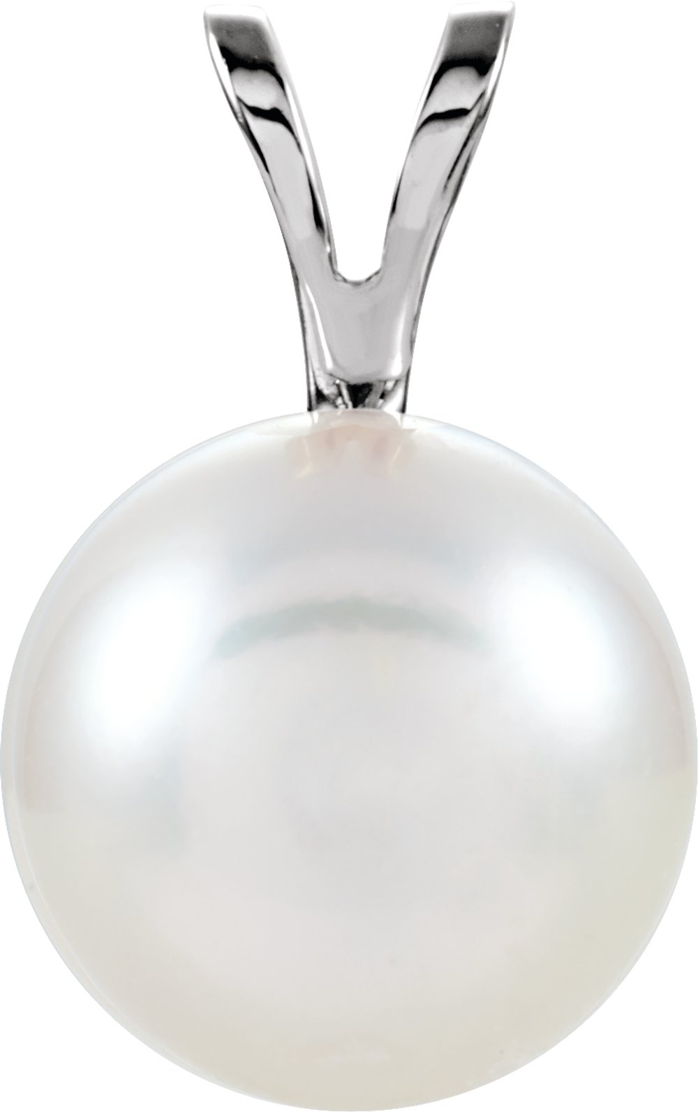 14K White Gold Cultured White Akoya Pearl Pendant