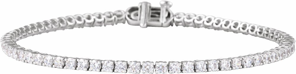 14K White Gold 3 CTW Lab-Grown Diamond Low Profile Line 7" Bracelet