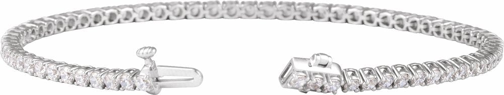 14K White Gold 3 CTW Lab-Grown Diamond Low Profile Line 7" Bracelet