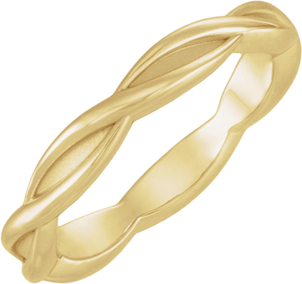 10K Yellow Gold 3.28 mm Woven-Design Comfort-Fit Band Size 8