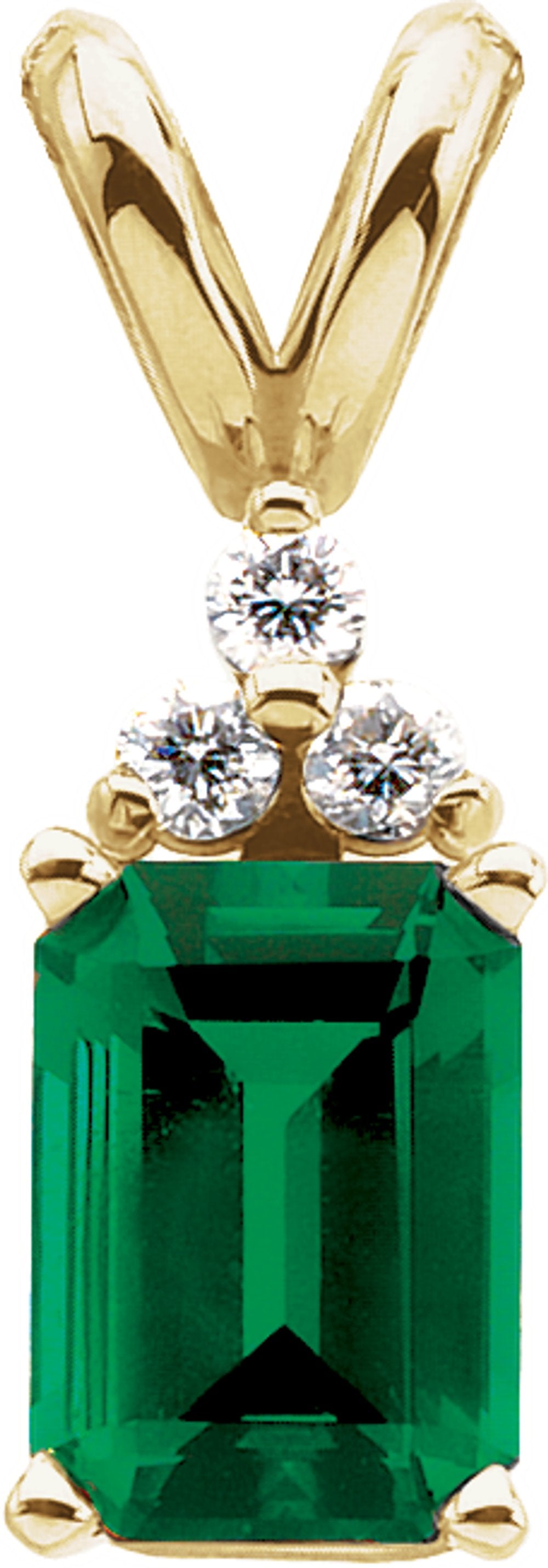 14K Yellow Lab-Grown Emerald & .05 CTW Natural Diamond Pendant