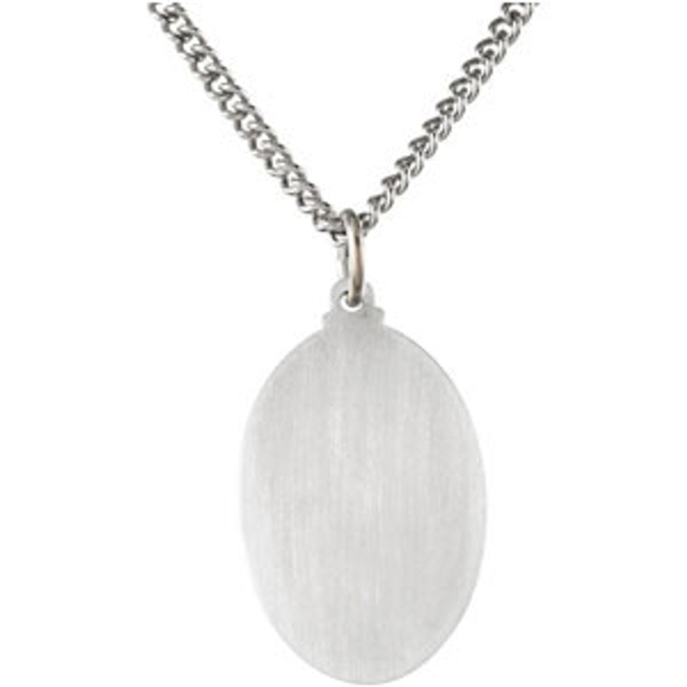 Sterling Silver 24x16 mm Oval St. Christopher 24" Necklace