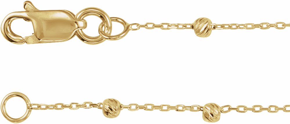 14K Yellow Gold .65 mm Beaded Cable 7" Chain