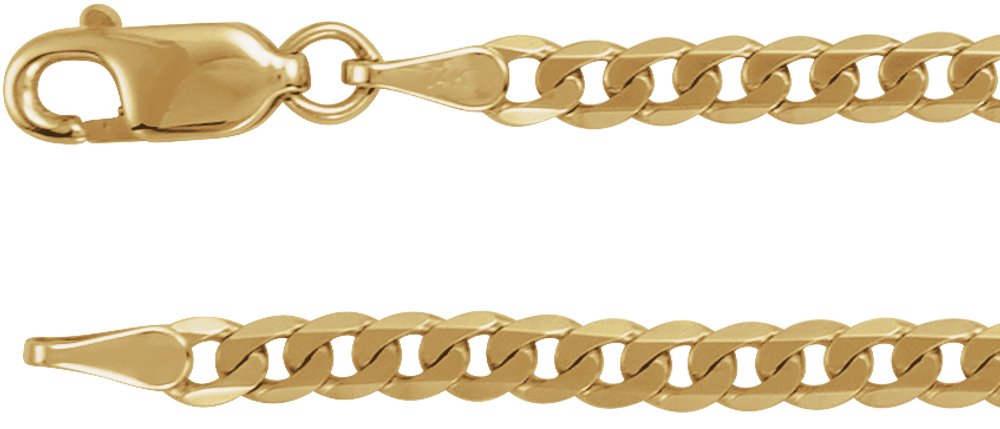 14K Yellow Gold 3 mm Curb 18" Chain