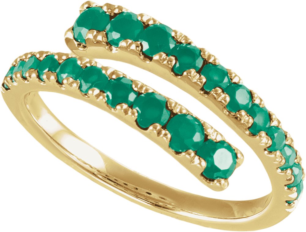 14K Yellow Gold Lab-Grown Ruby Bypass Ring