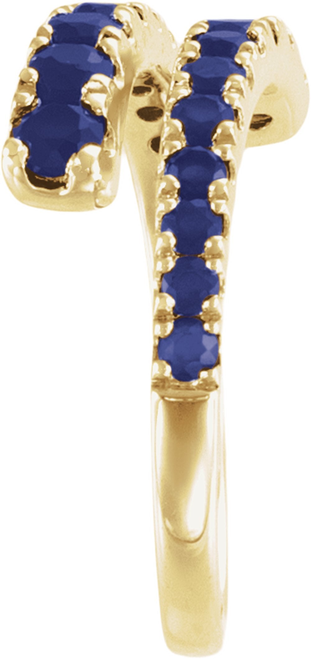 14K Yellow Gold Lab-Grown Blue Sapphire Bypass Ring