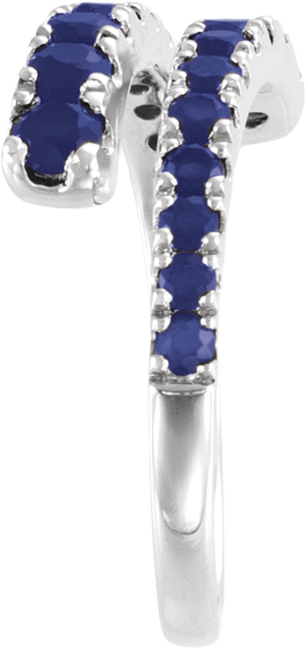14K White Gold Lab-Grown Blue Sapphire Bypass Ring