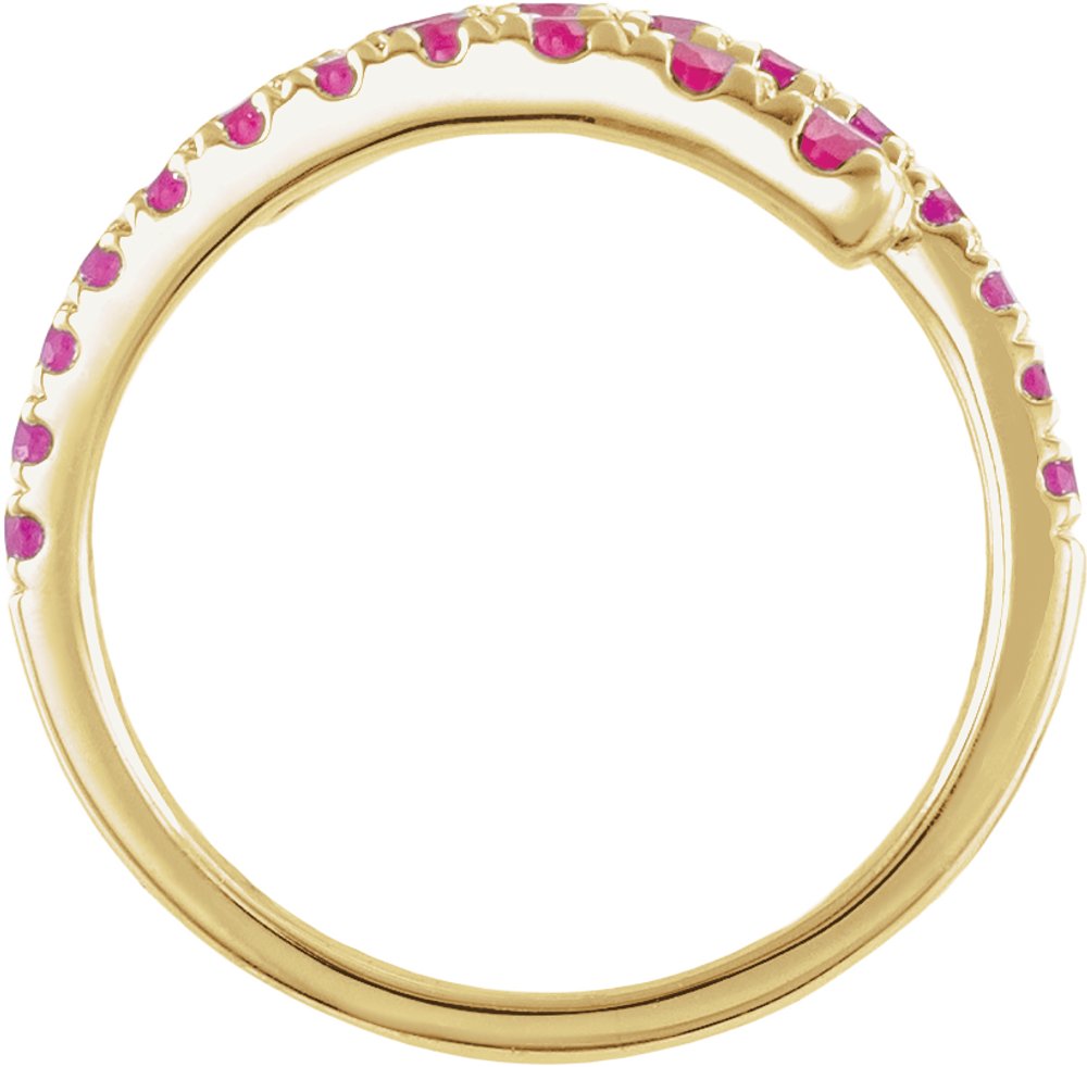 14K Yellow Gold Lab-Grown Ruby Bypass Ring