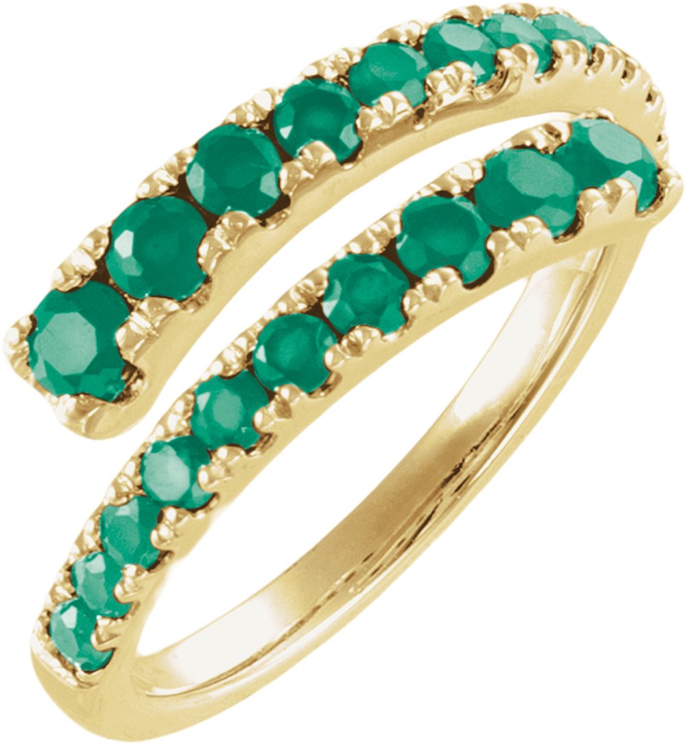 14K Yellow Gold Lab-Grown Ruby Bypass Ring