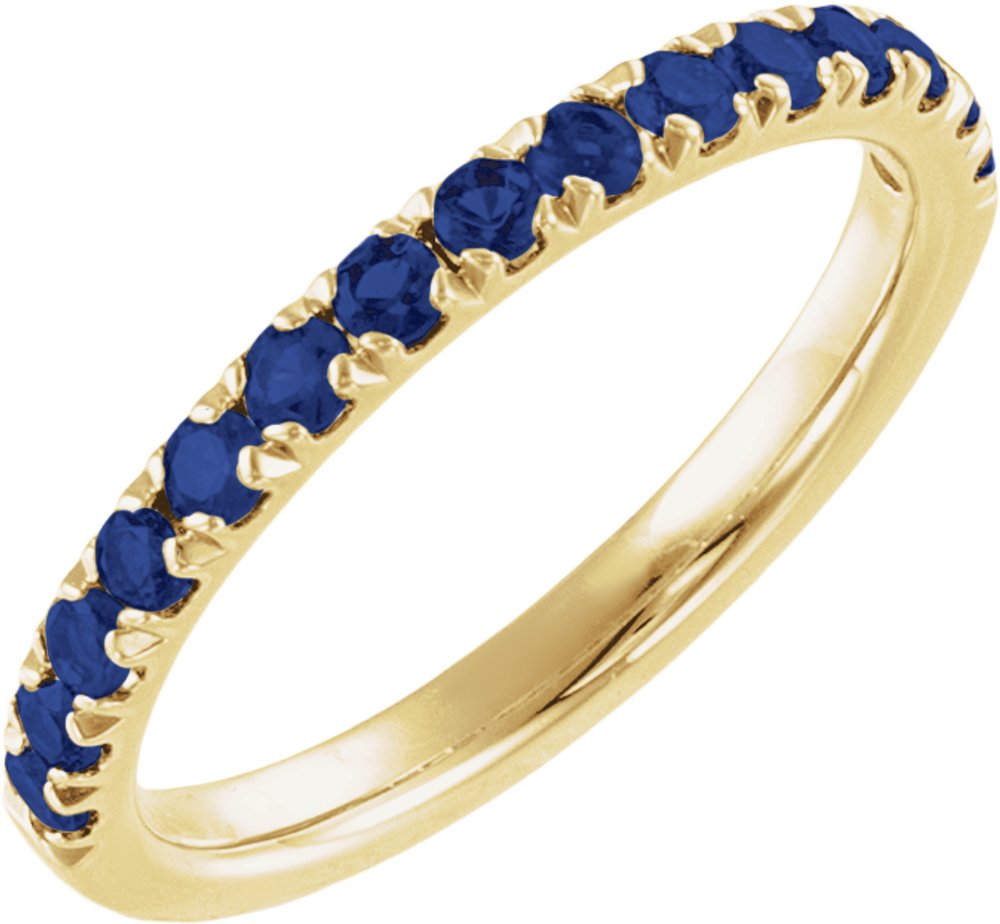14K Yellow Gold Lab-Grown Blue Sapphire Stackable Ring