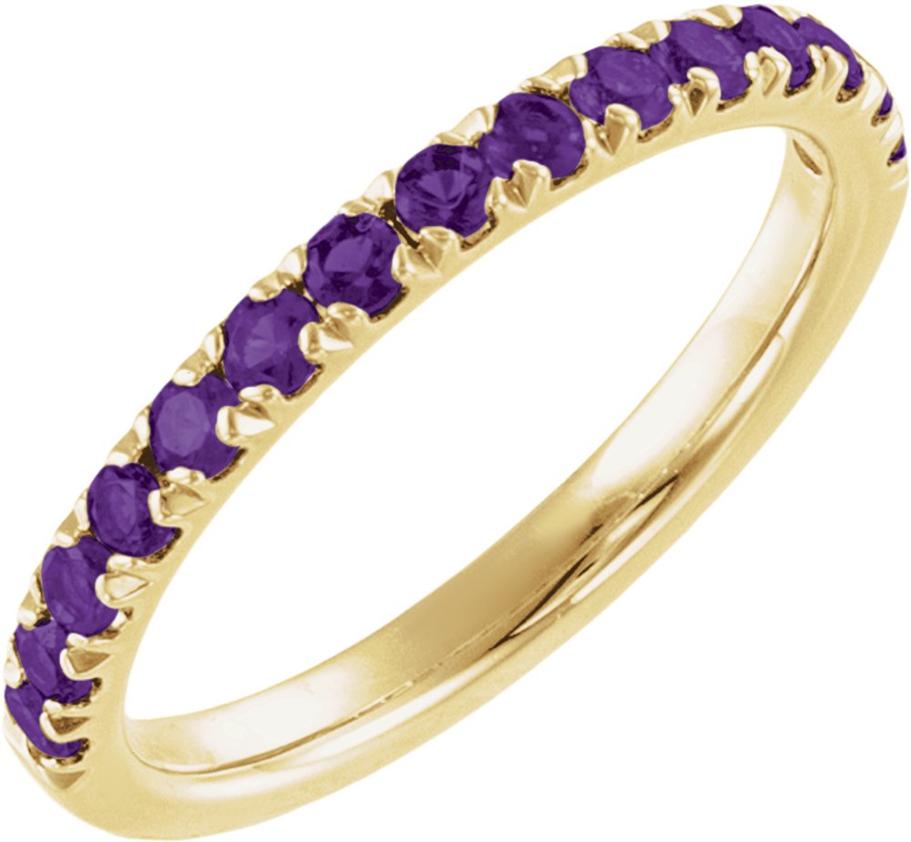 14K Yellow Gold Natural Amethyst Stackable Ring