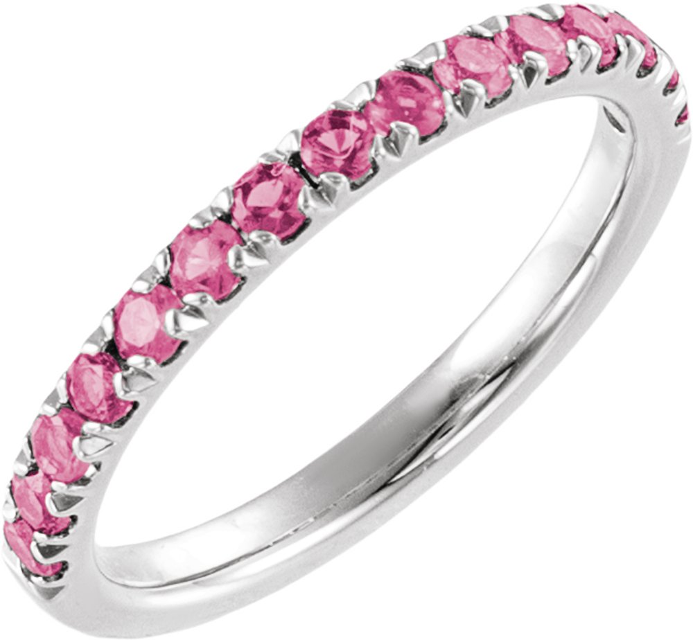 Sterling Silver Natural Pink Tourmaline Stackable Ring