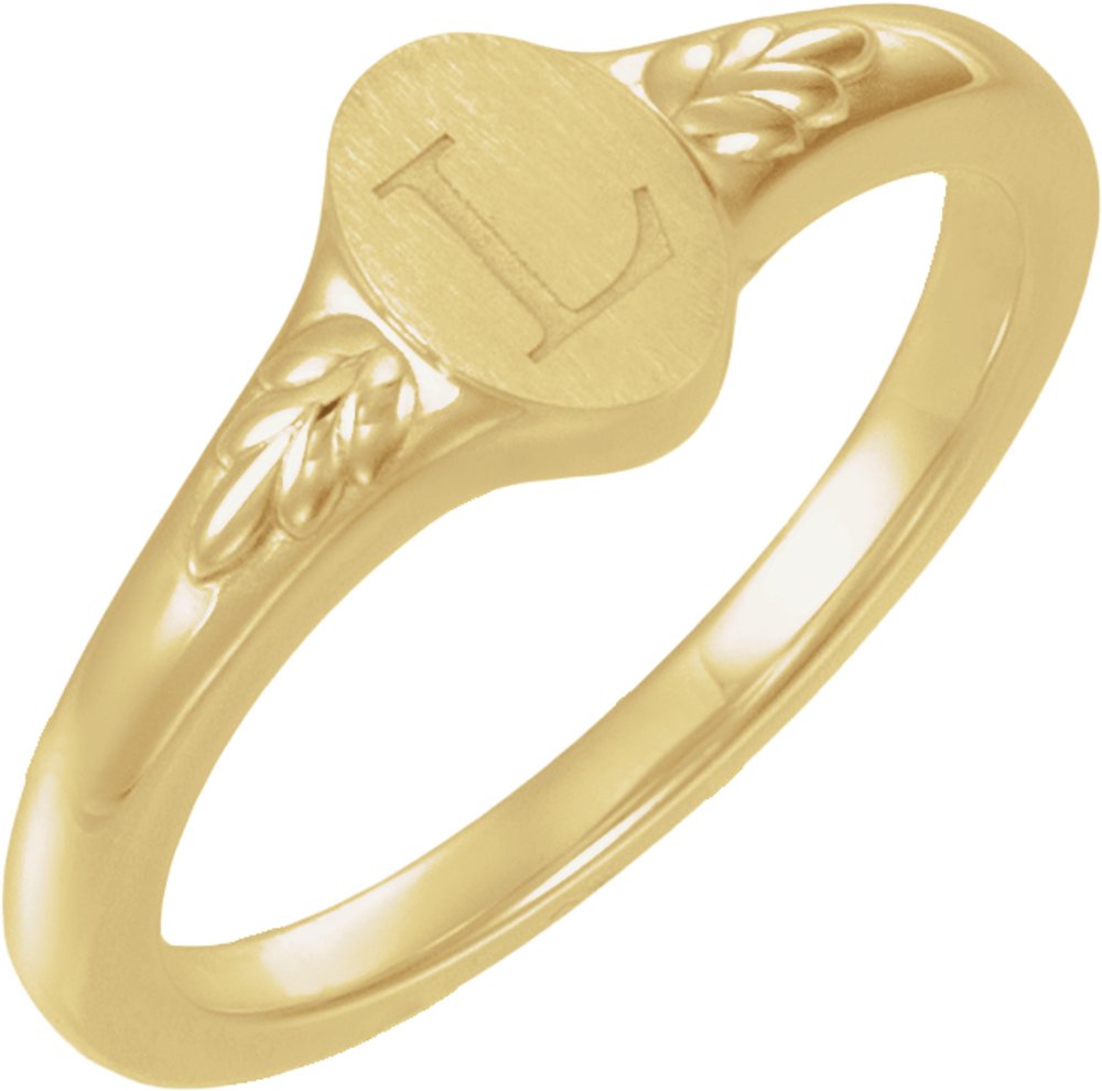 10K Yellow Gold Engravable Wheat Pattern Signet Ring