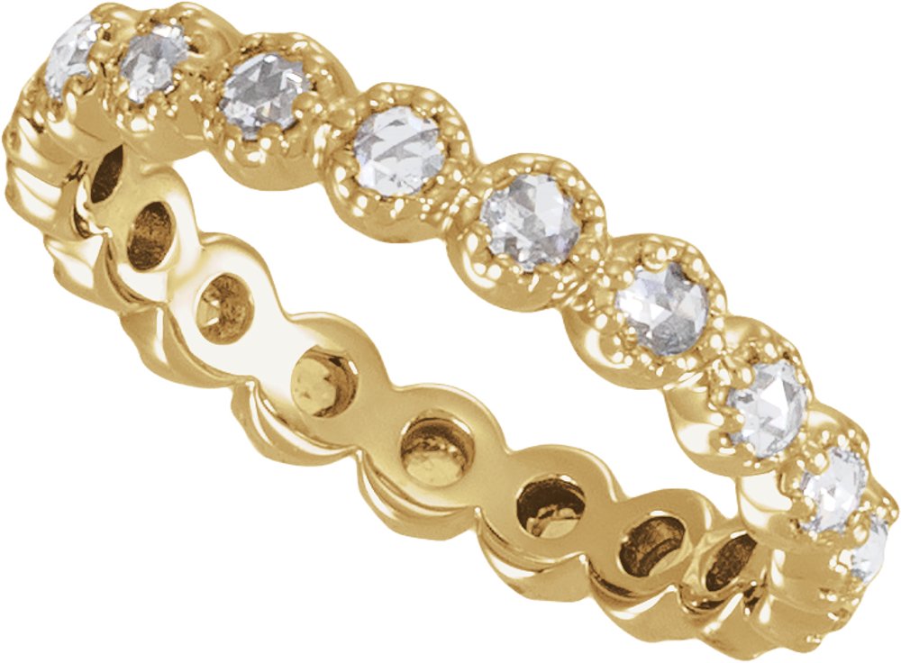 14K Yellow Gold 1/2 CTW Natural Diamond Rose-Cut Eternity Band Size 7