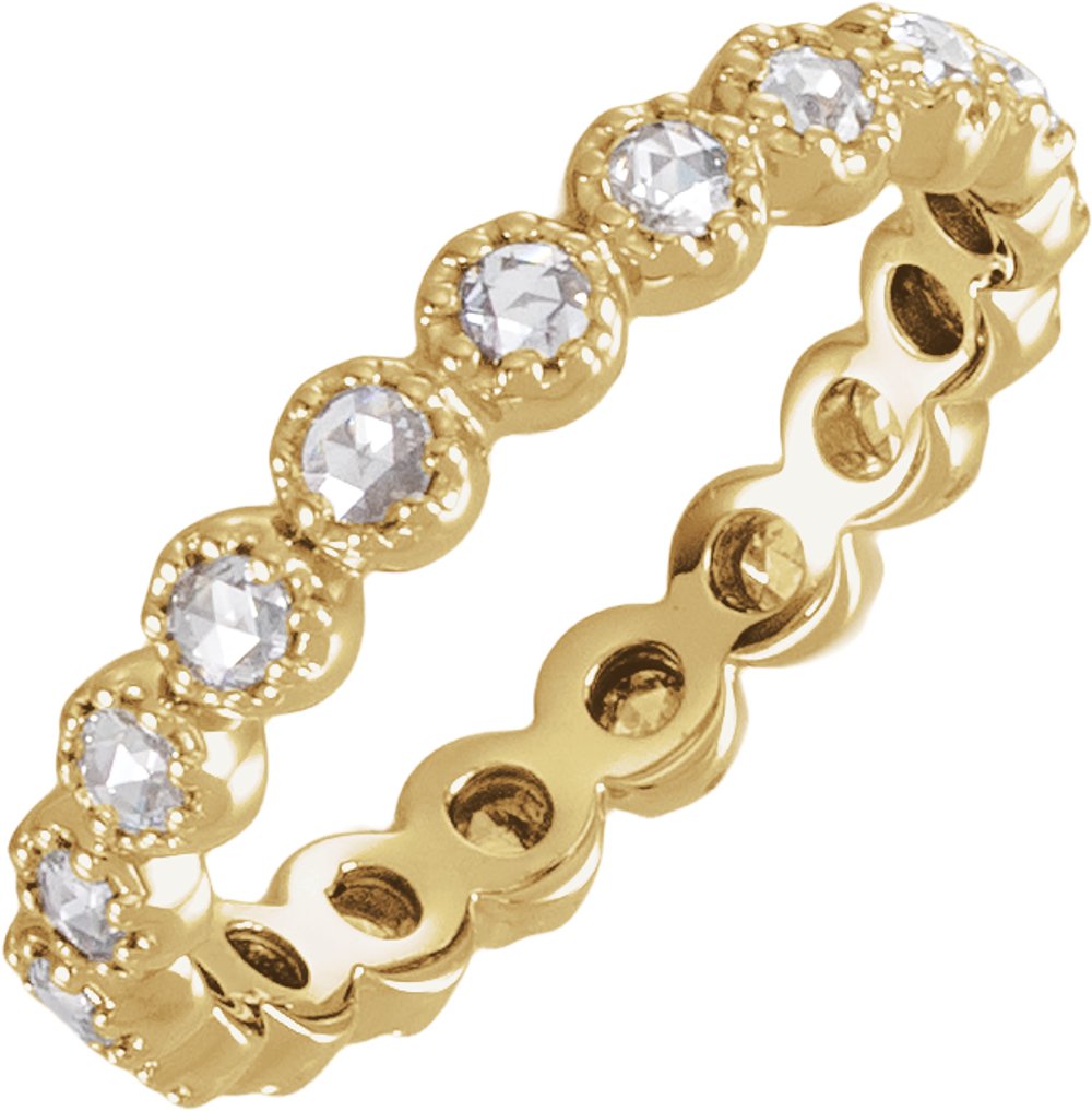 14K Yellow Gold 1/2 CTW Natural Diamond Rose-Cut Eternity Band Size 7